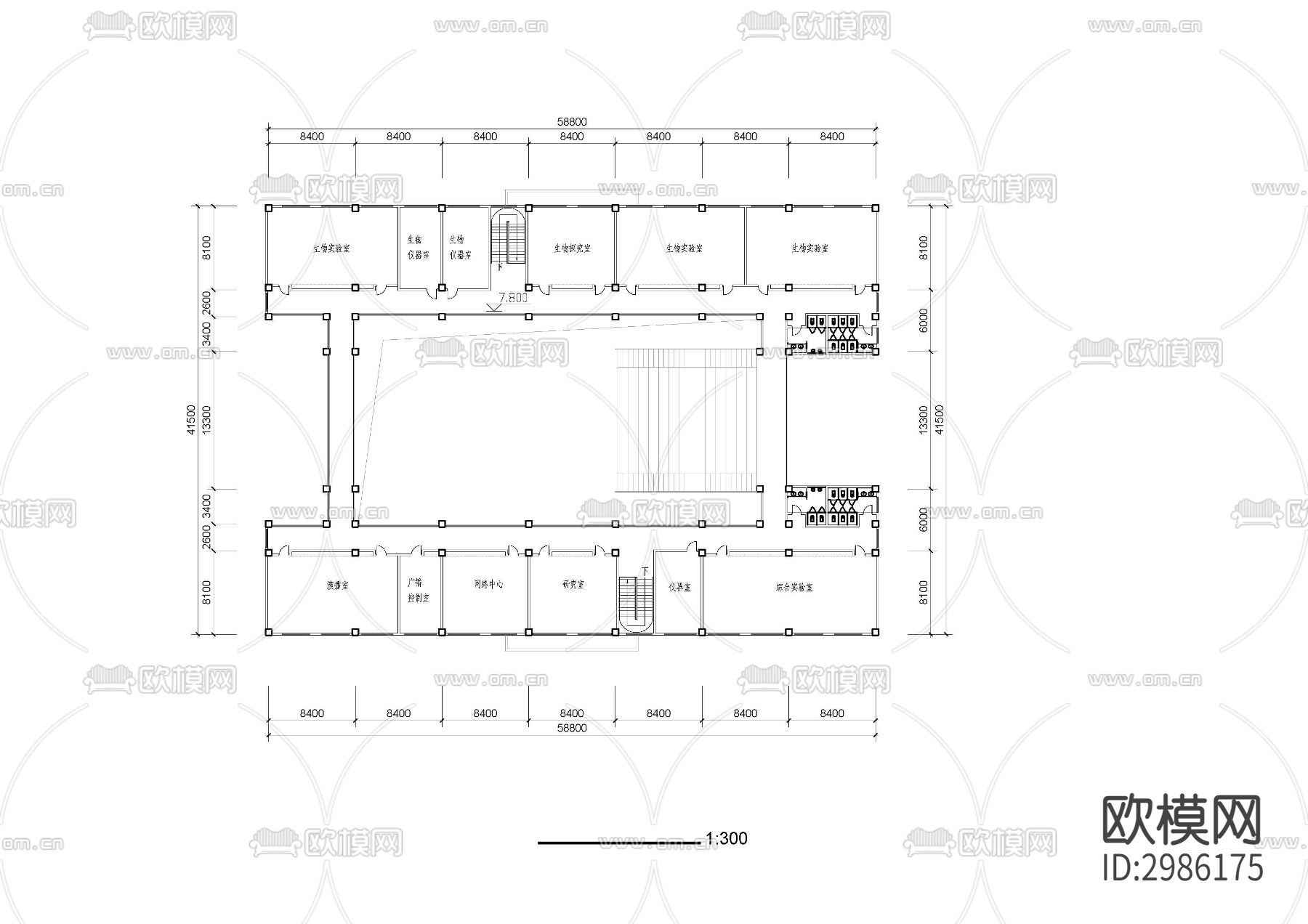 实验教学楼cad施工图下载（渲染图2）