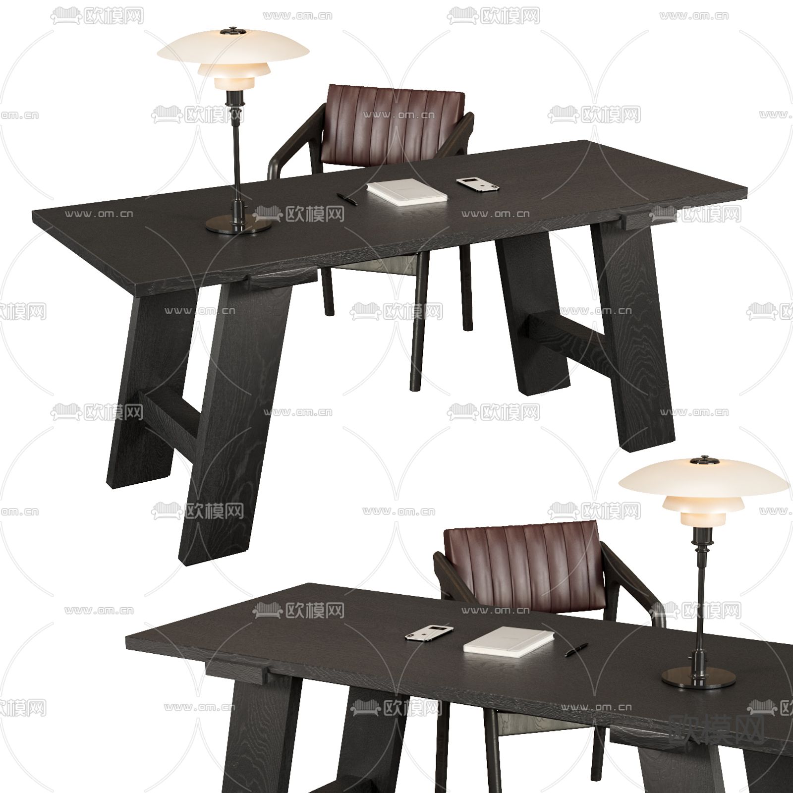 Poliform 现代书桌 写字台3d模型下载（渲染图1）