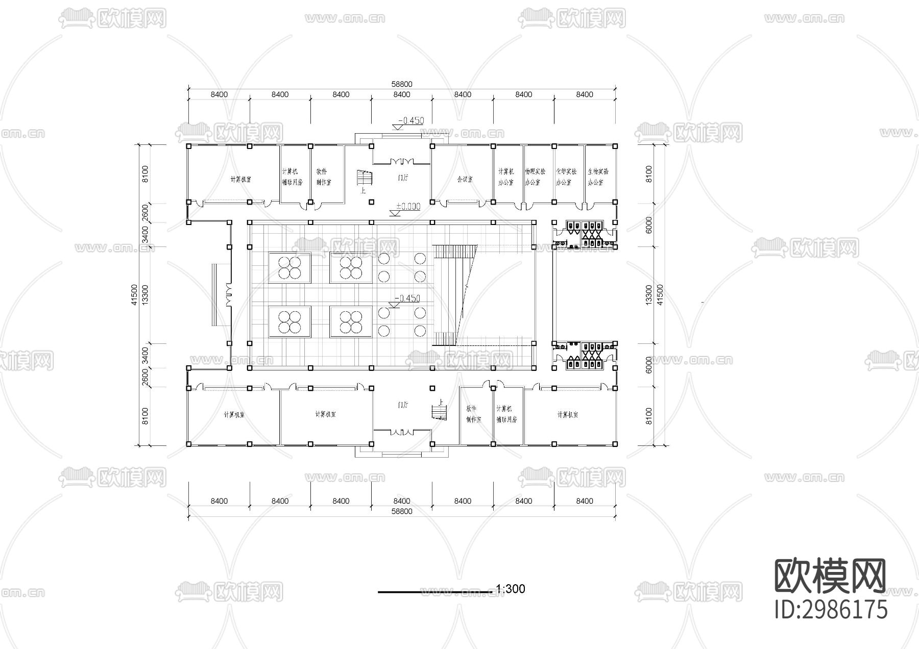 实验教学楼cad施工图下载（渲染图3）