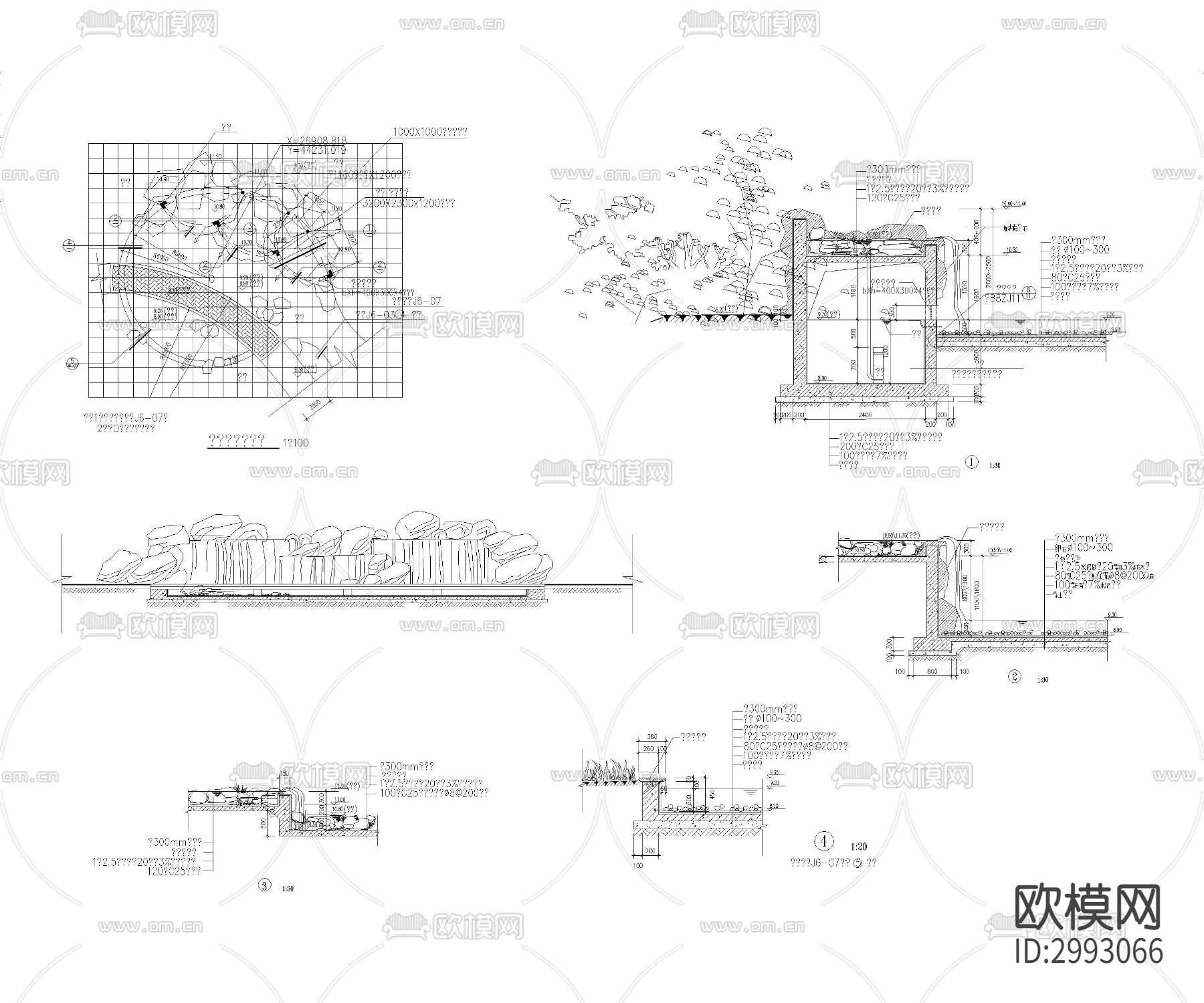 CAD园林假山景观cad施工图下载（渲染图9）