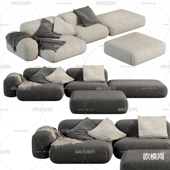 Dyvan Modular 多人沙发 模块沙发3d模型下载(渲染图1)