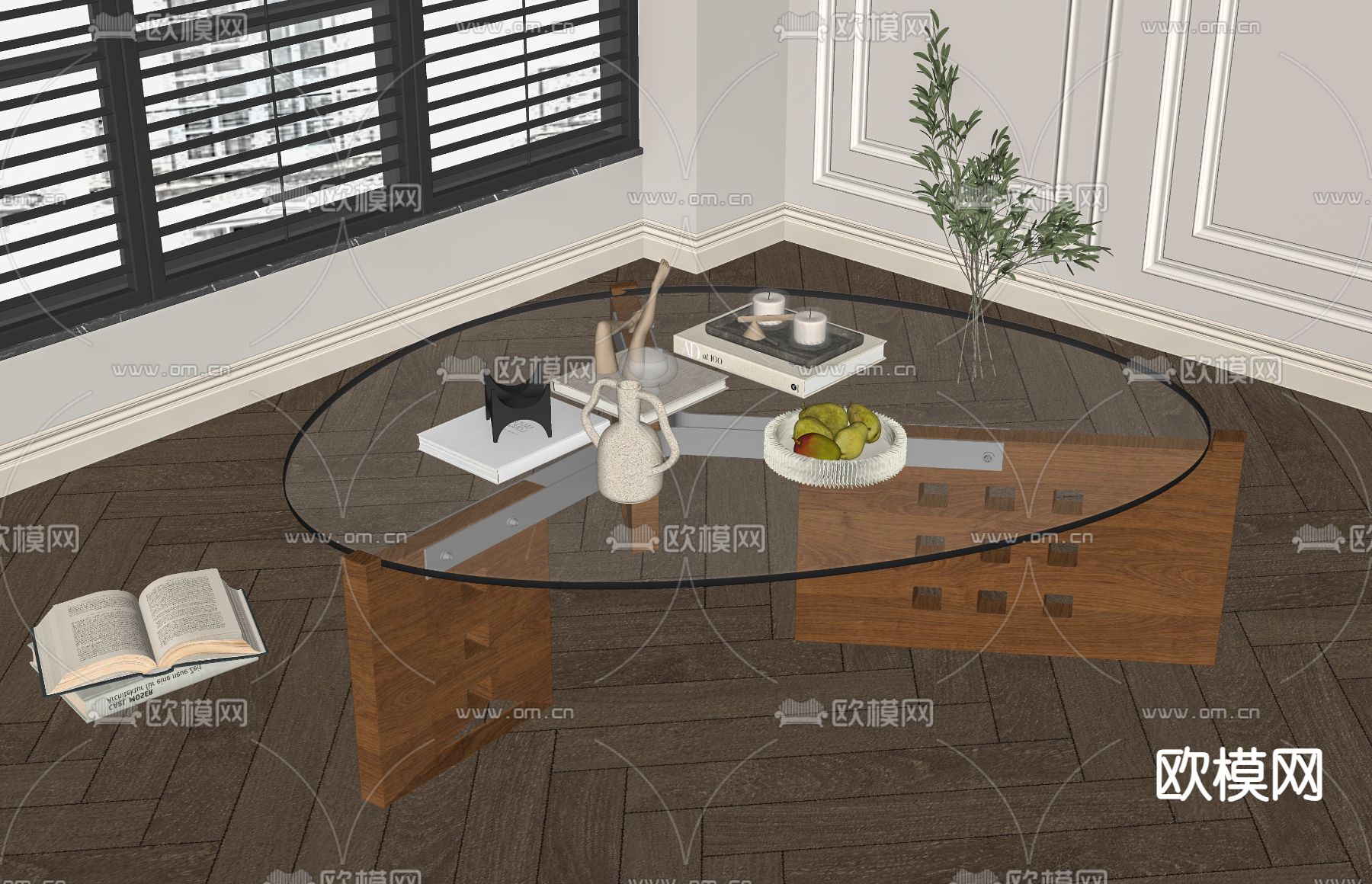 中古茶几su模型下载（渲染图1）
