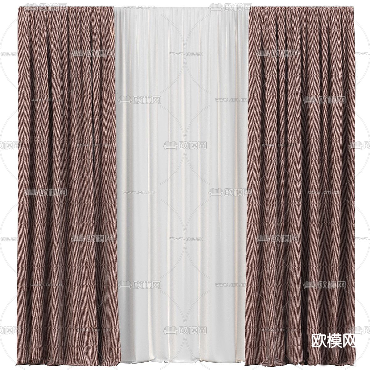 素色窗帘 纱帘免费3d模型下载