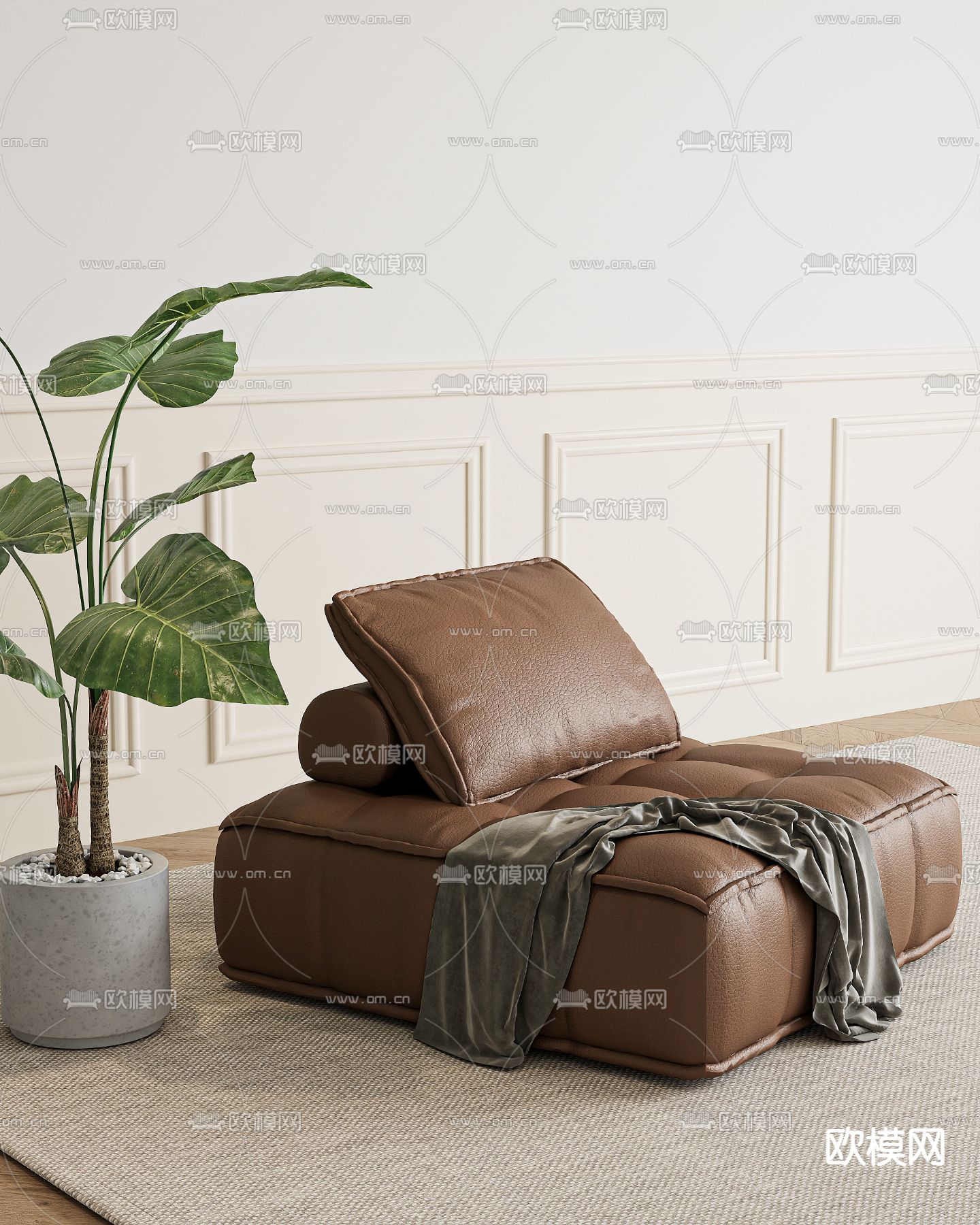 皮革沙发 懒人沙发3d模型下载