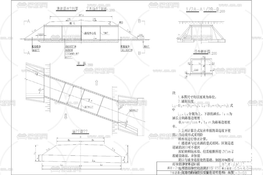 公路 混凝土 涵洞 圆管涵 板涵 箱涵cad大样图下载(渲染图6)