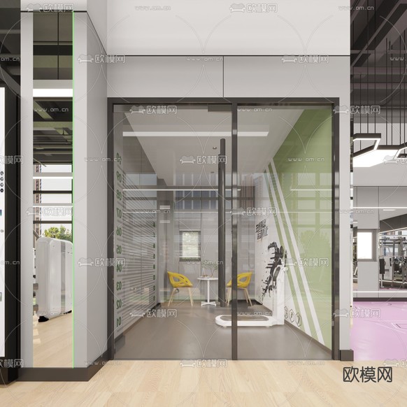 现代健身房3d模型下载(渲染图3)