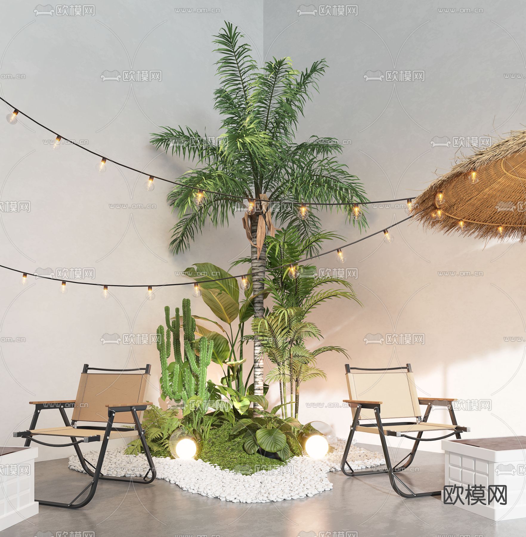 露营风景观植物su模型下载（渲染图2）