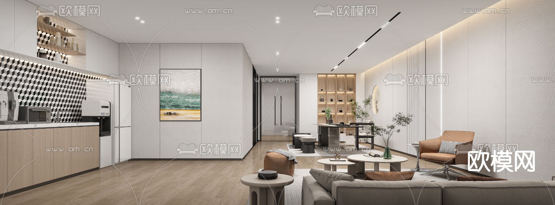 现代茶水间 休息区3d模型下载