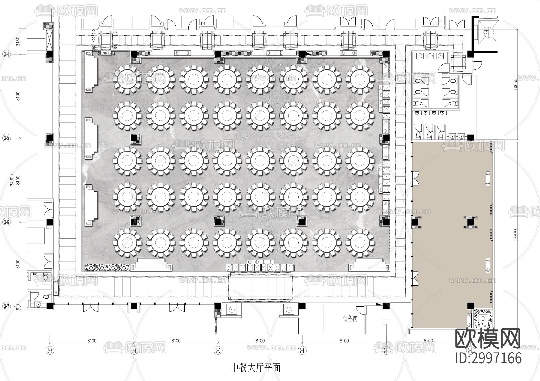 酒店宴会厅cad平面图下载