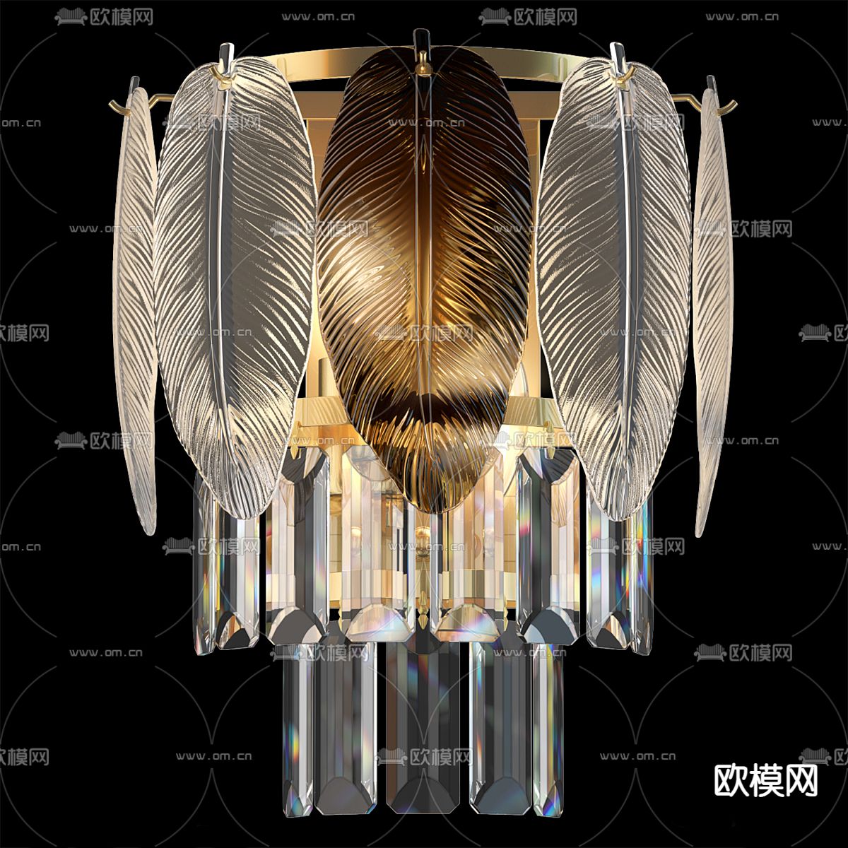 轻奢壁灯 羽毛壁灯免费3d模型下载