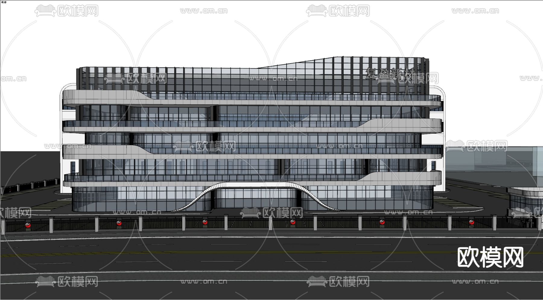 工业风厂房外观su模型下载（渲染图4）