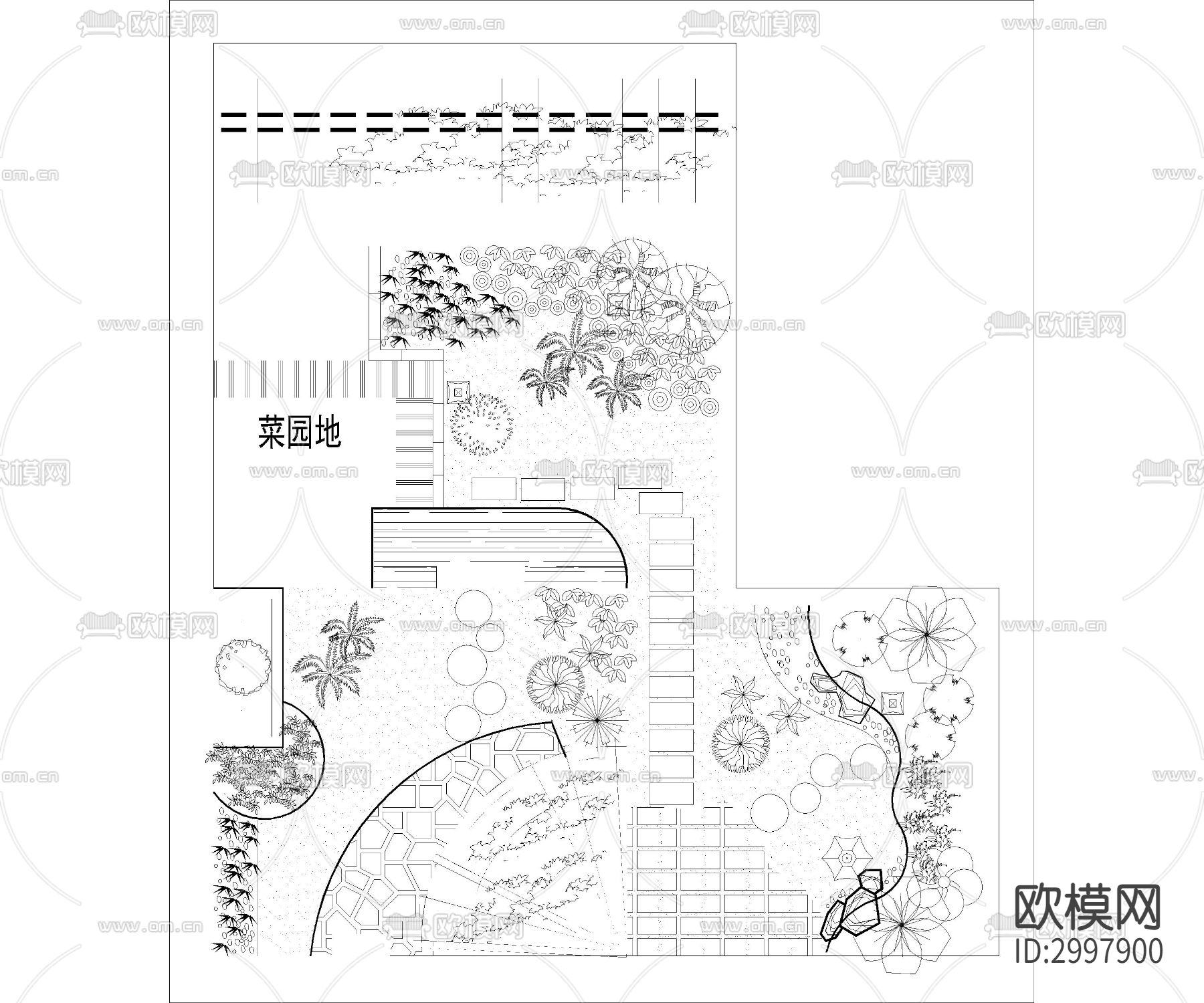 公园院子园林景观cad图库下载（渲染图1）