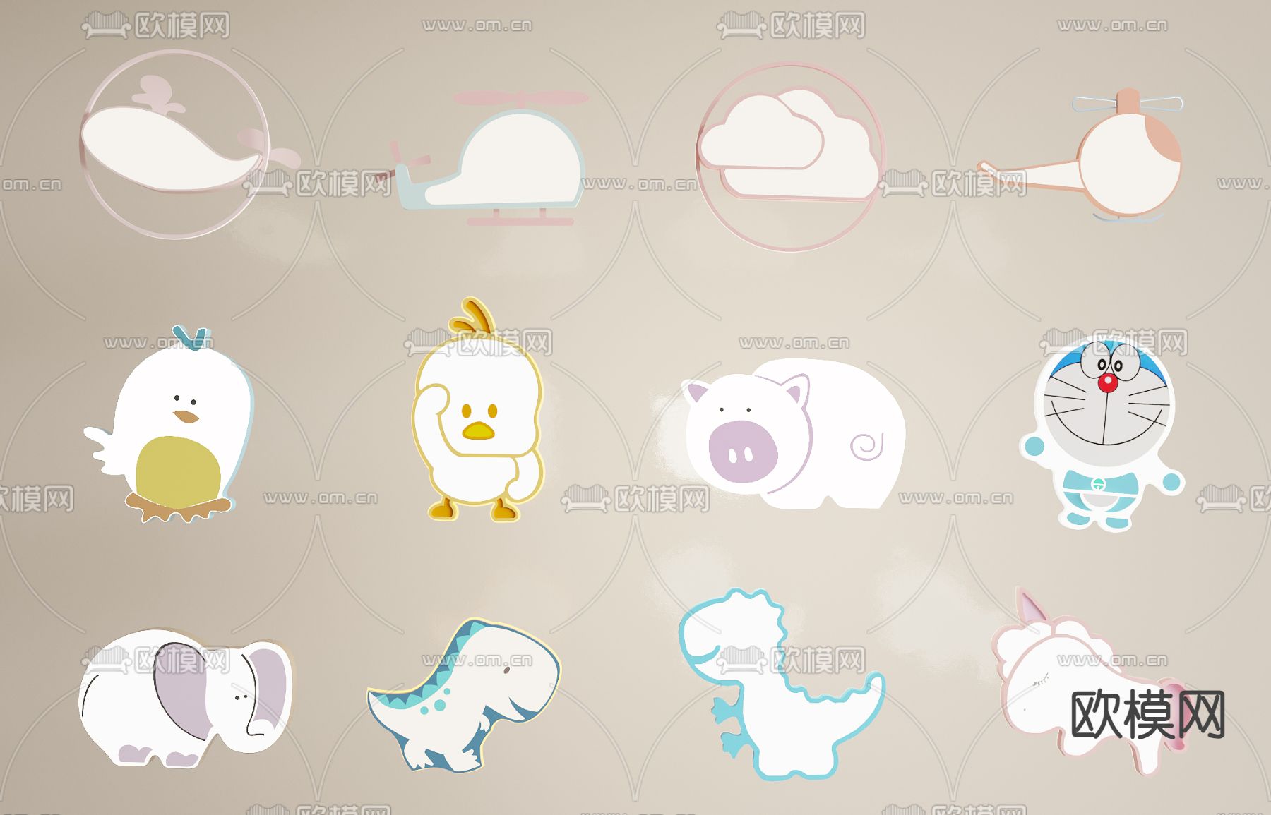 儿童吸顶灯 卡通吸顶灯3d模型下载