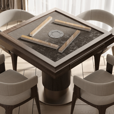  现代麻将桌椅su模型 