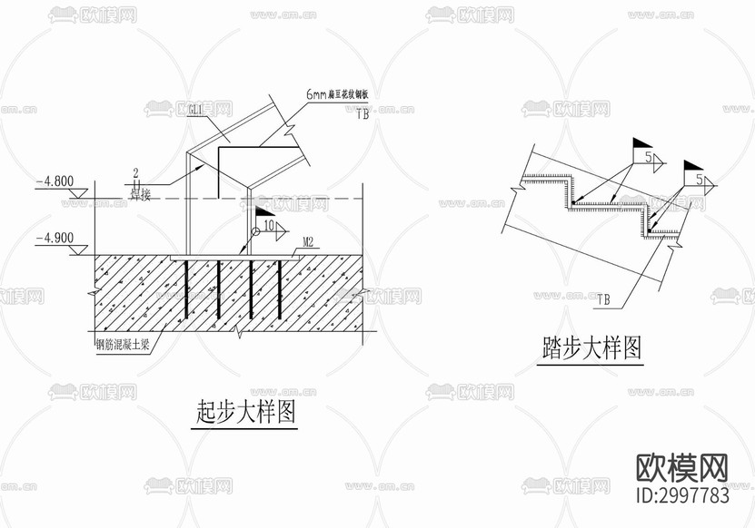 室內(nèi)鋼架樓梯結(jié)構(gòu)cad施工圖下載(渲染圖7)