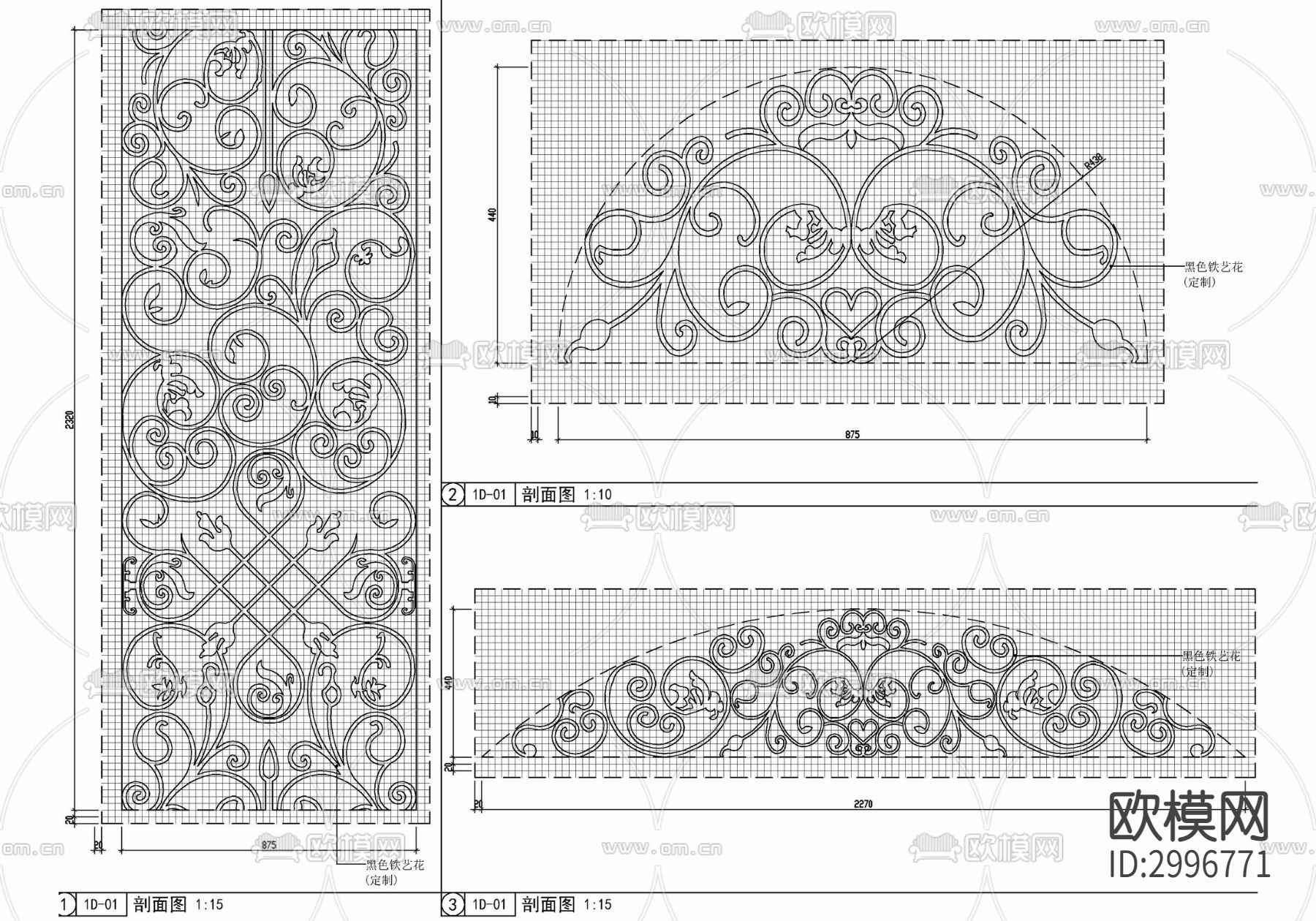 别墅入口处大门门厅 入户大门 欧式雕花 石材门cad大样图下载（渲染图6）