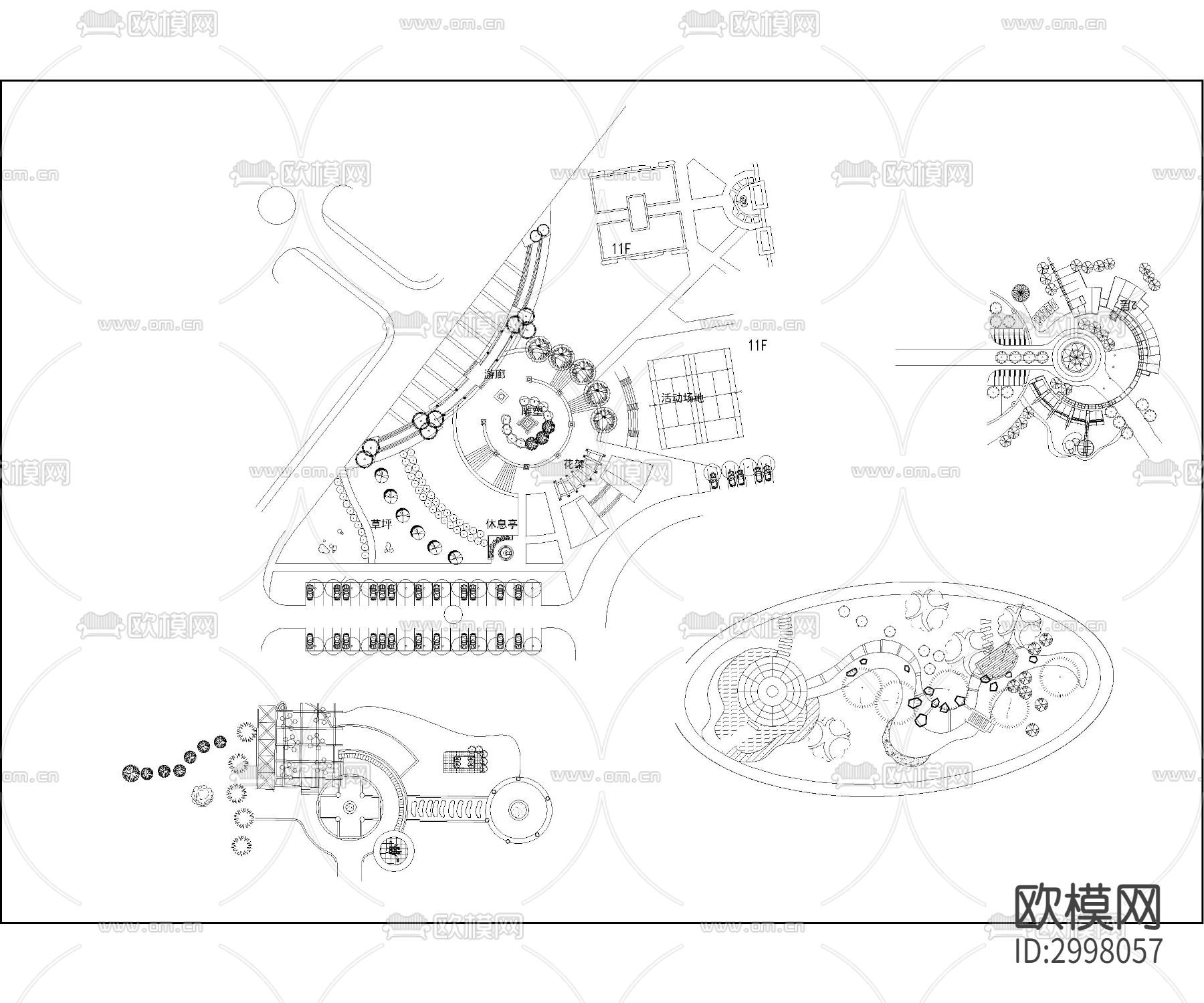 园林景观cad图库下载（渲染图2）