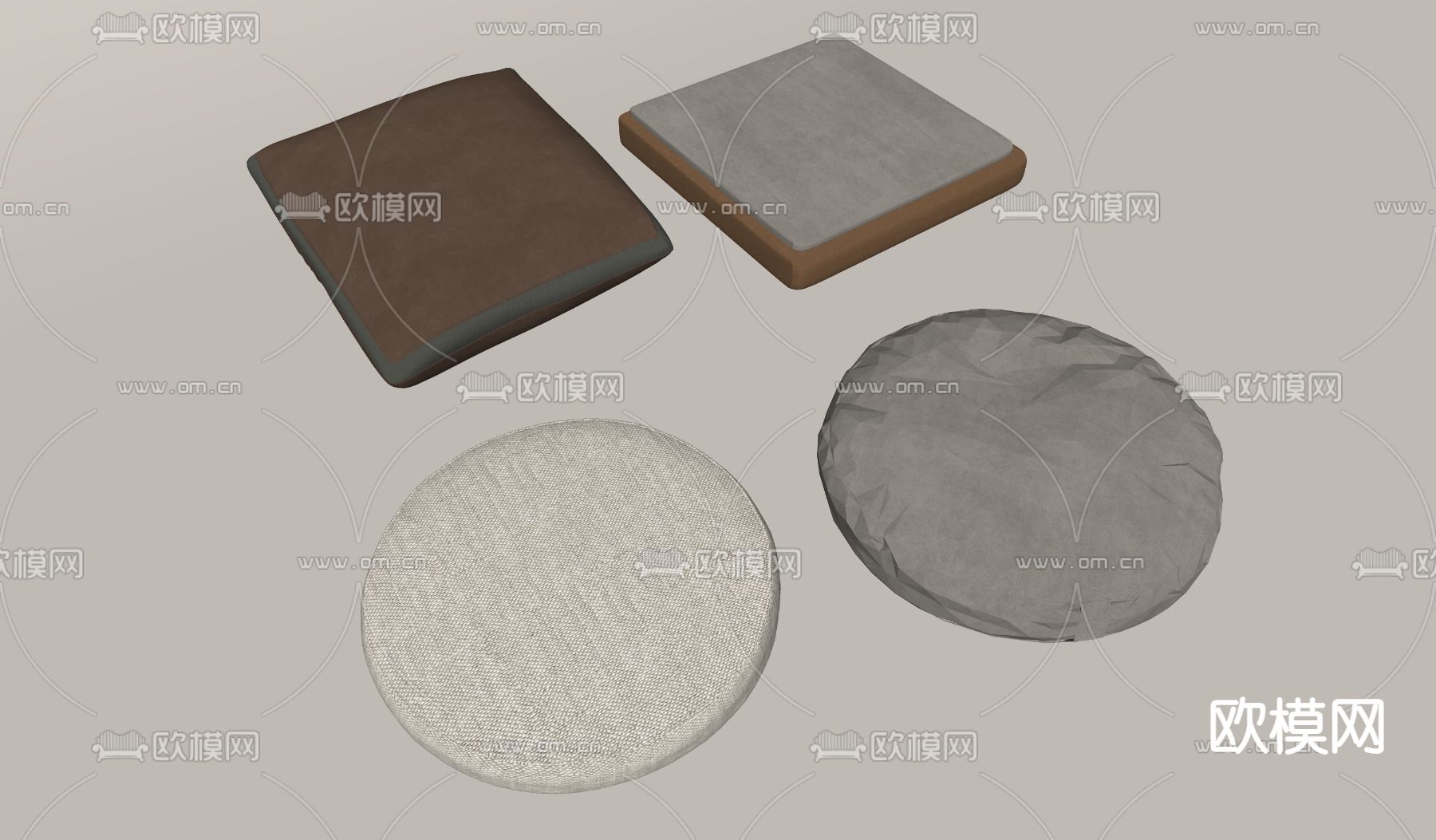 新中式蒲团坐垫 榻榻米垫子su模型下载（渲染图1）