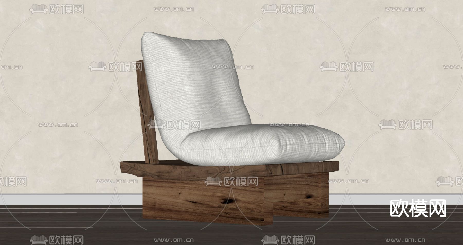 侘寂休闲椅 单人沙发su模型下载（渲染图2）
