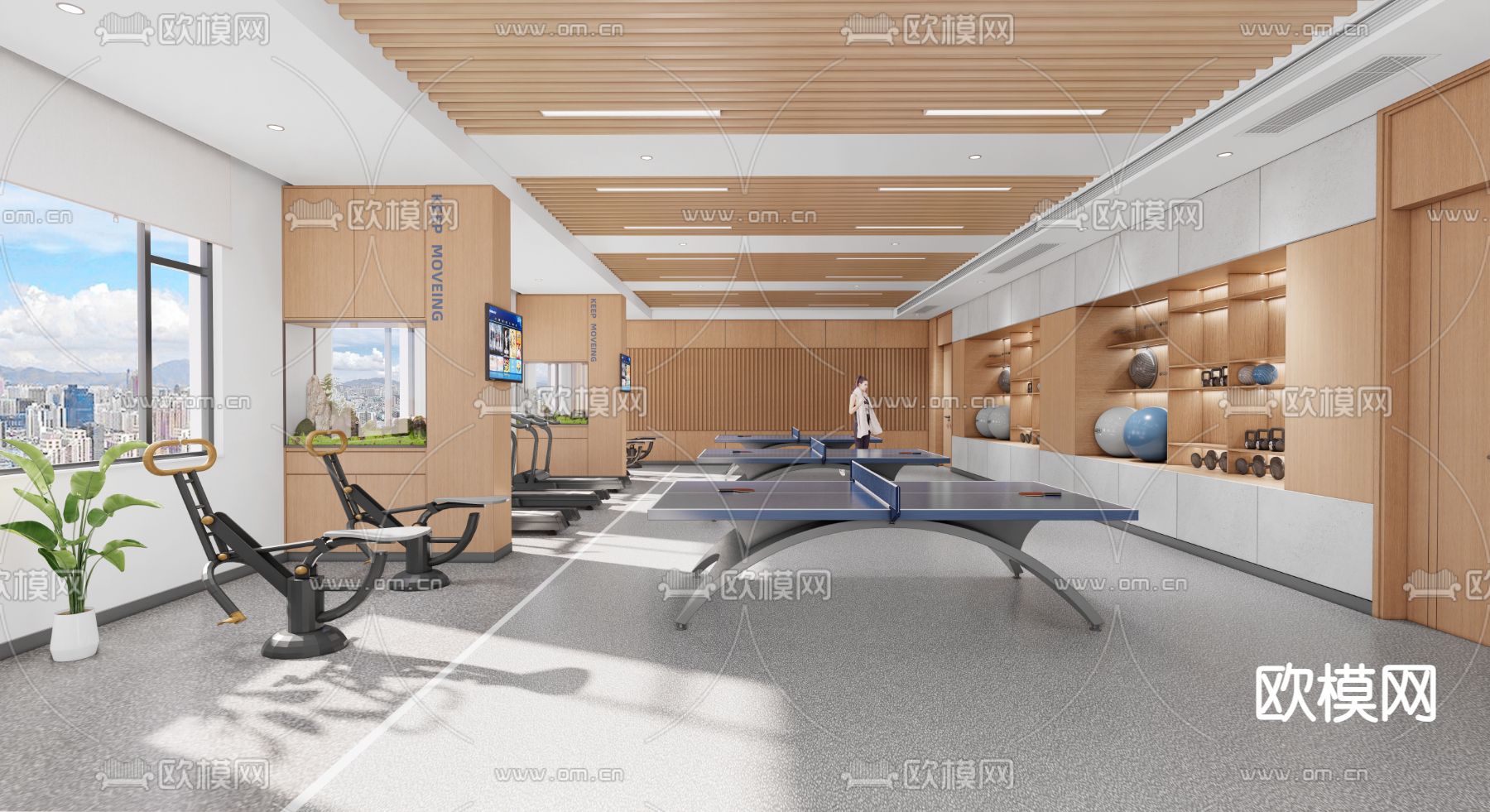 现代健身房su模型下载（渲染图2）
