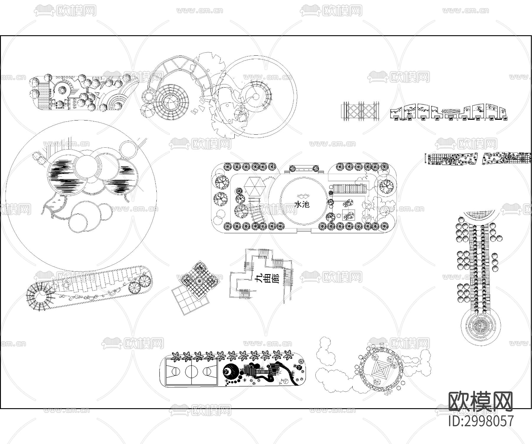 园林景观cad图库下载（渲染图4）