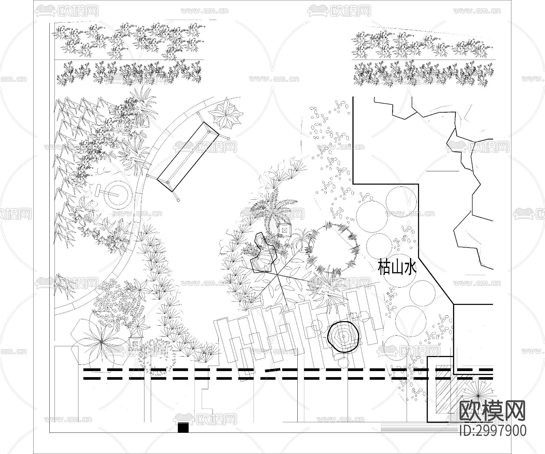 公园院子园林景观cad图库下载（渲染图2）