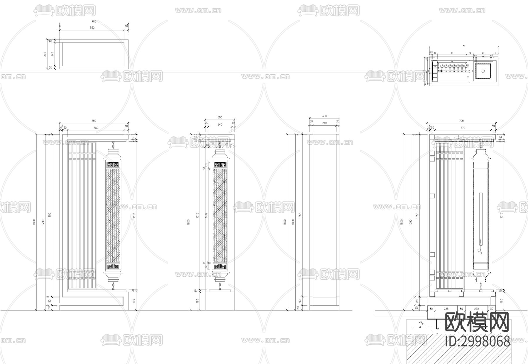 中轴水景墙院 水景cad剖面图下载（渲染图1）