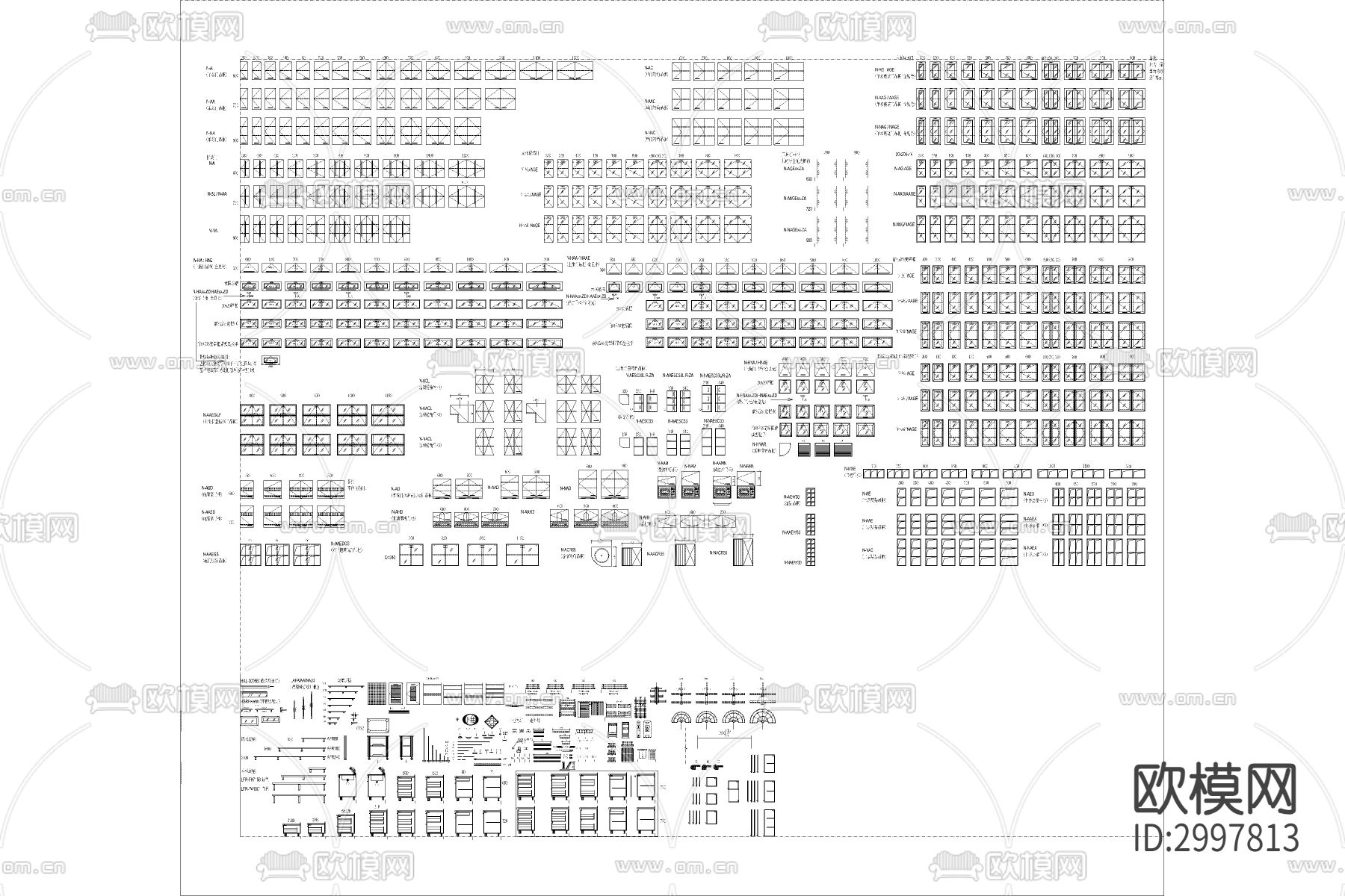 专业橱柜标准图块精品cad图库下载（渲染图3）