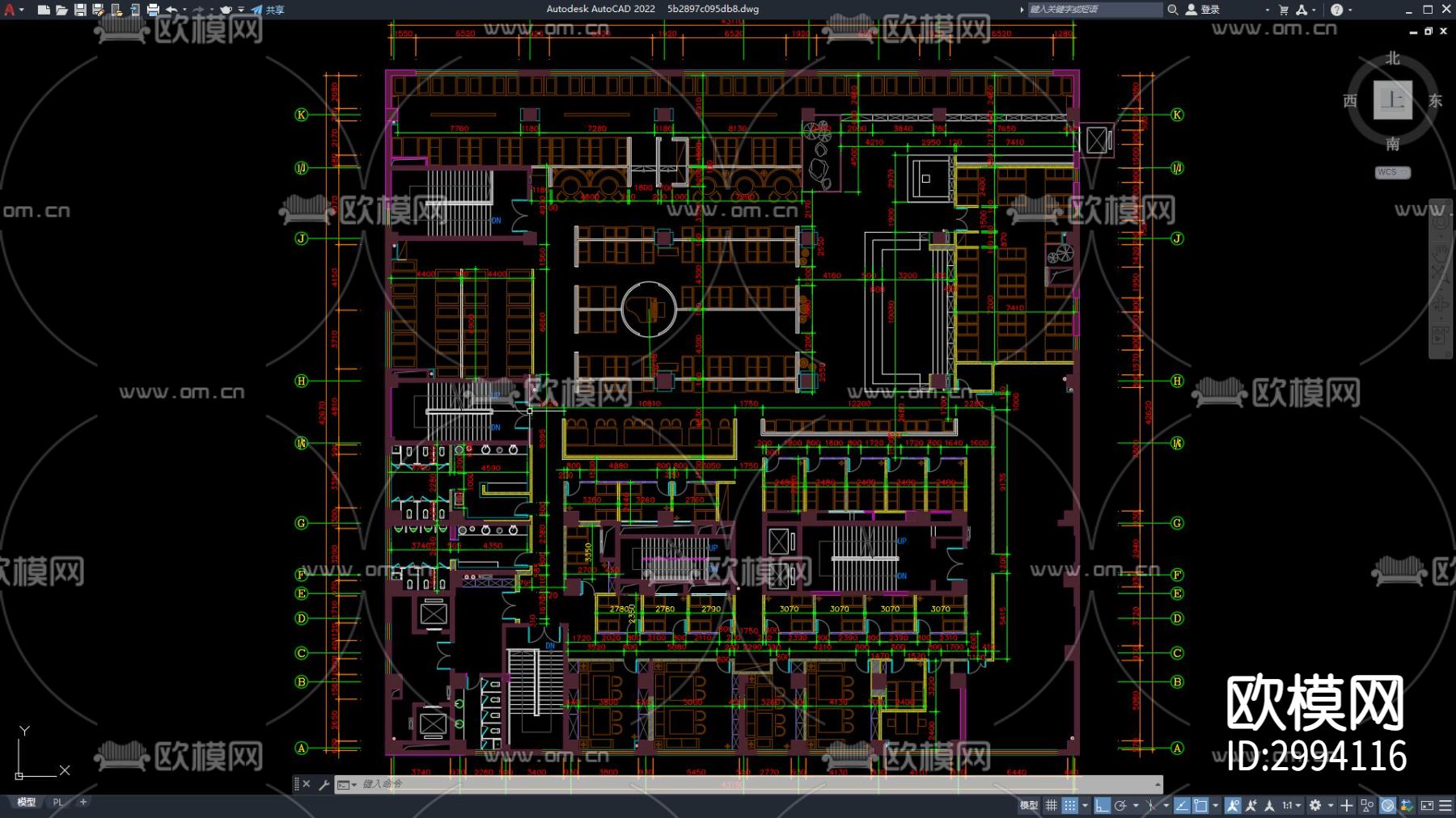 餐饮空间 自助餐厅 火锅店cad平面图下载