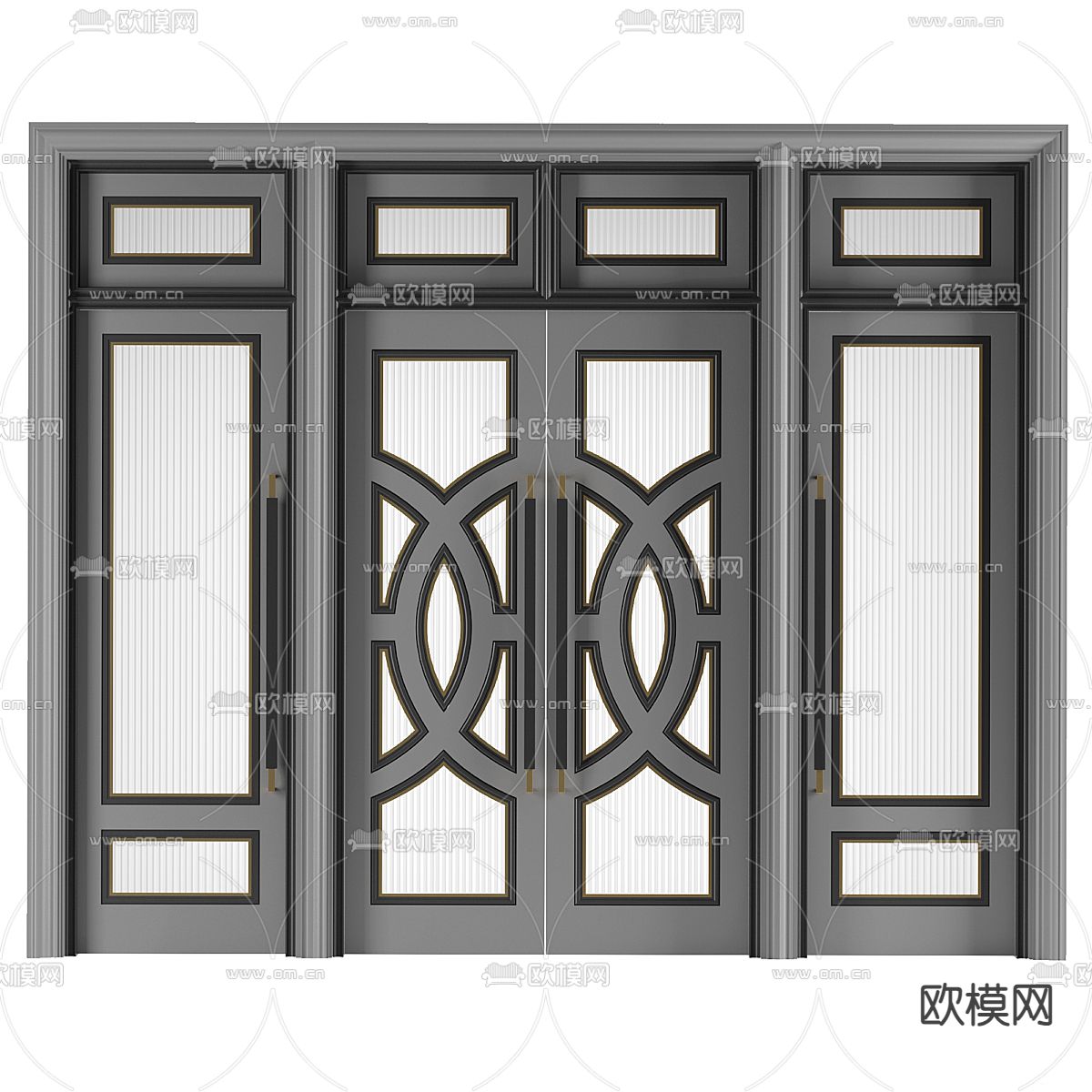 法式玻璃门 双开大门 隔断门免费3d模型下载