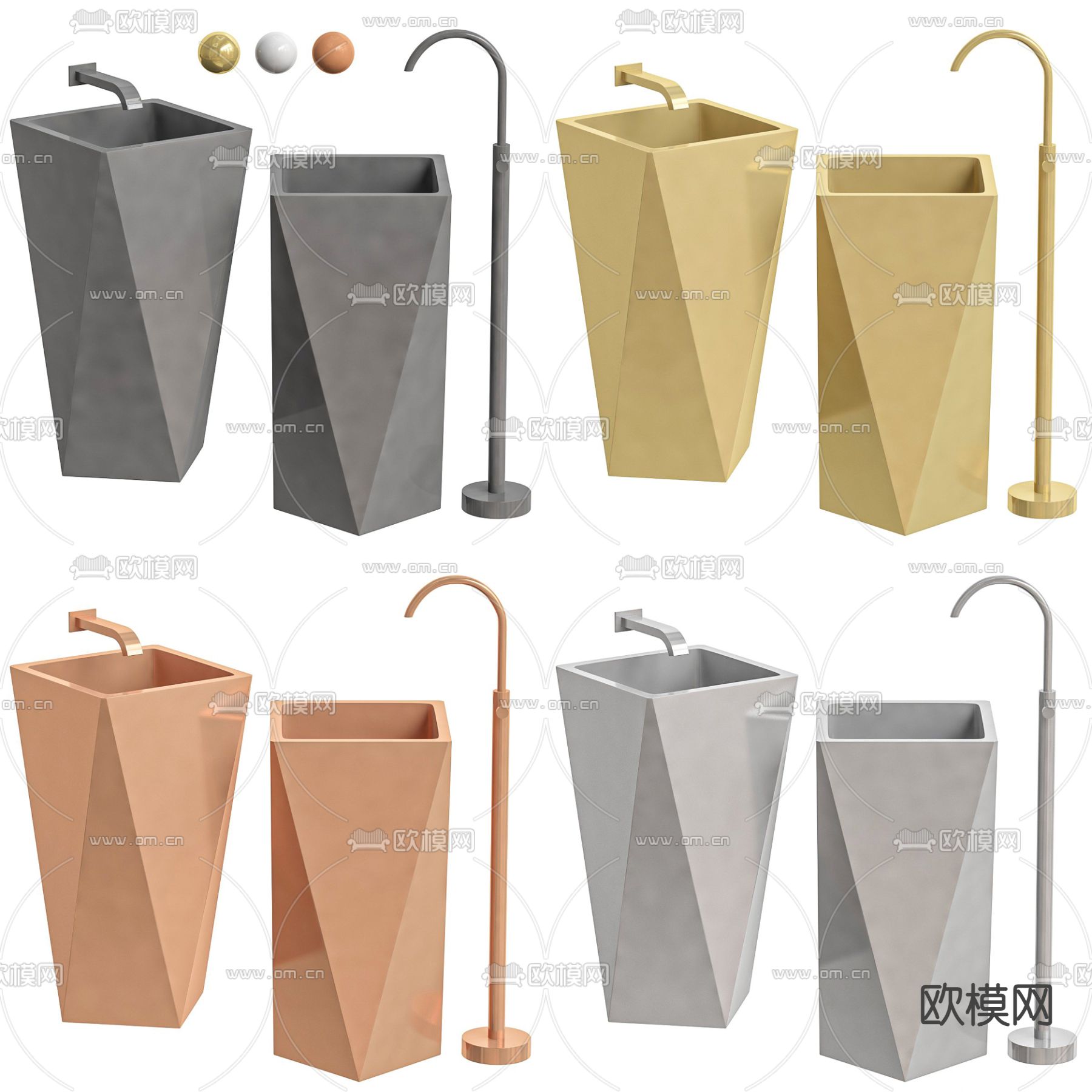 立柱洗手盆 台盆3d模型下载