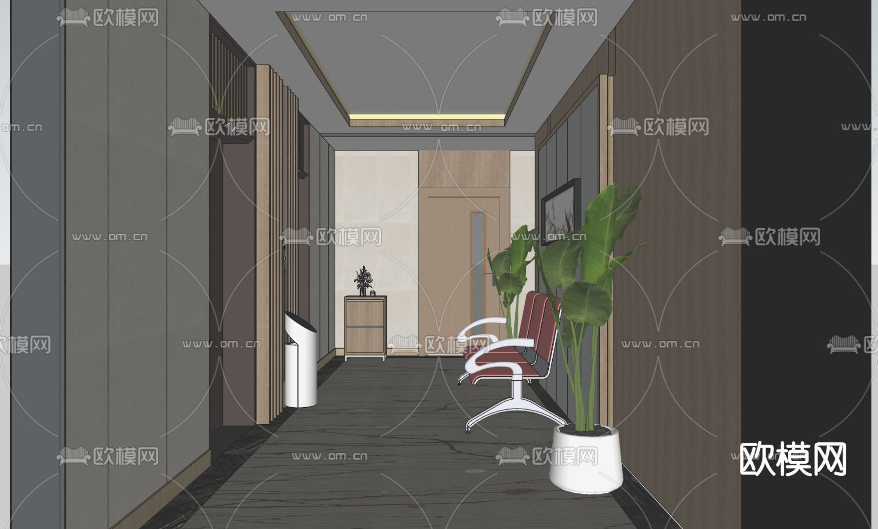 现代酒店电梯厅su模型下载