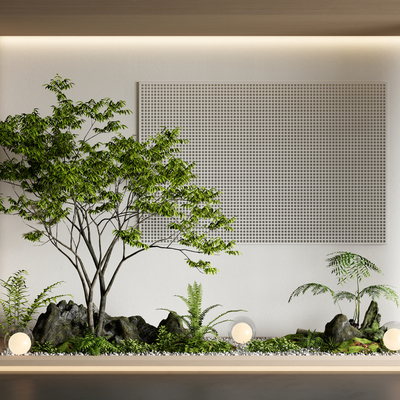  庭院小品 植物堆 微地形su模型 