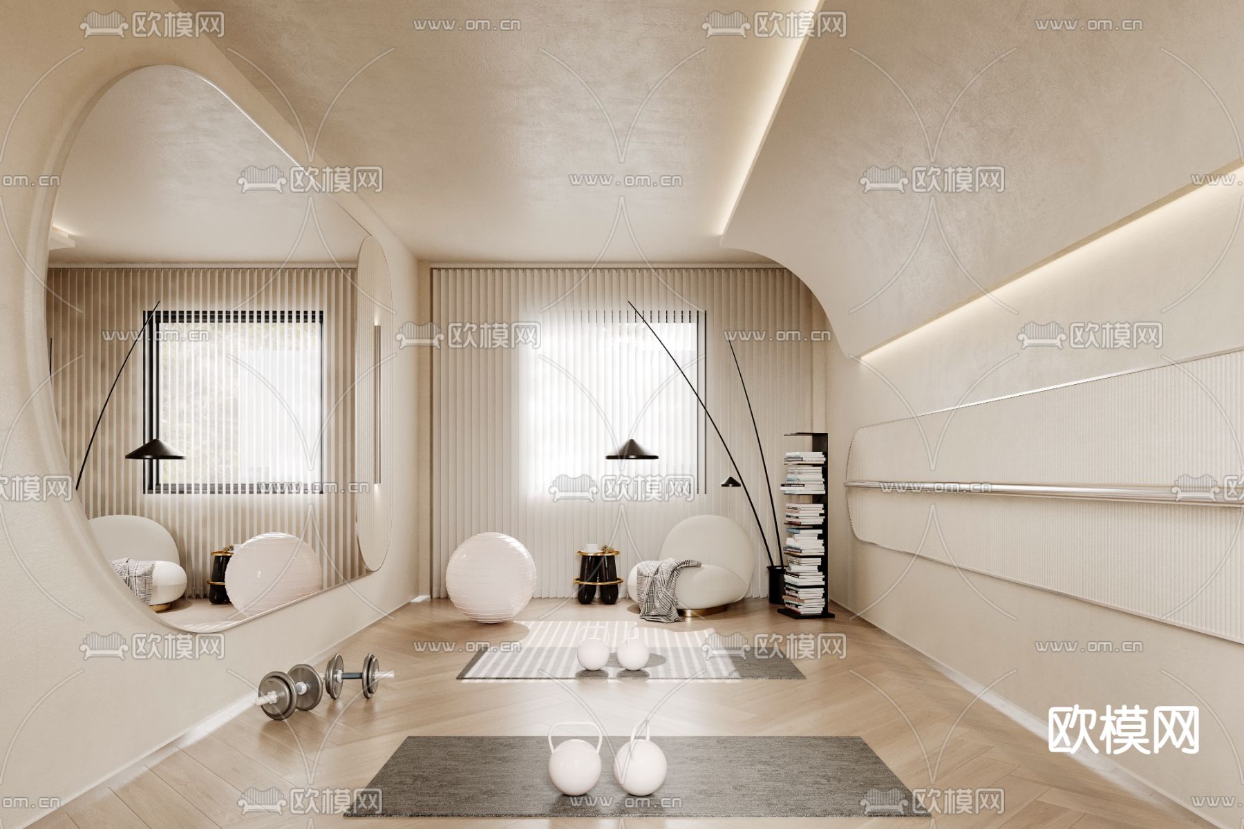 侘寂风瑜伽室3d模型下载