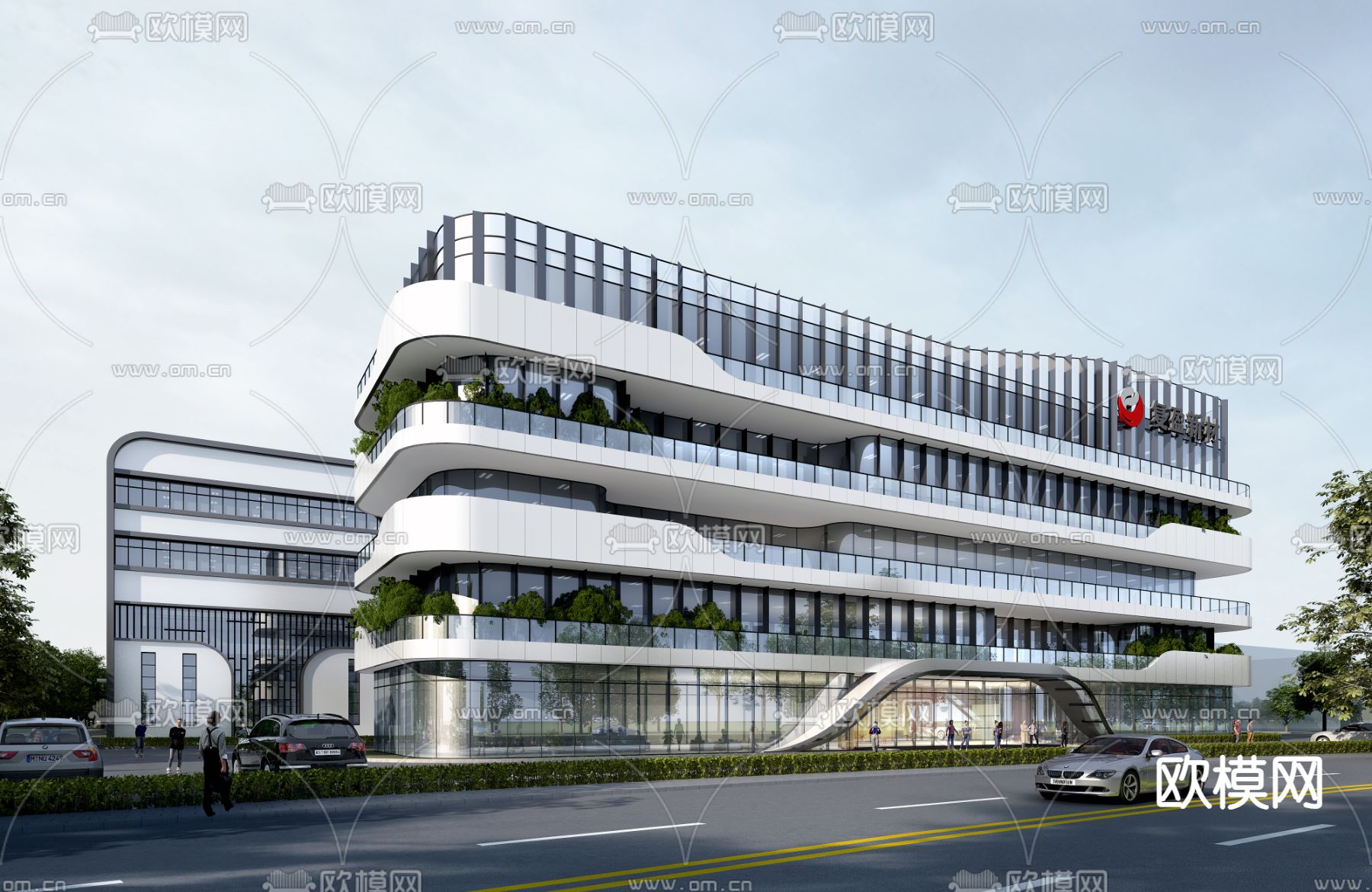 工业风厂房外观su模型下载（渲染图2）