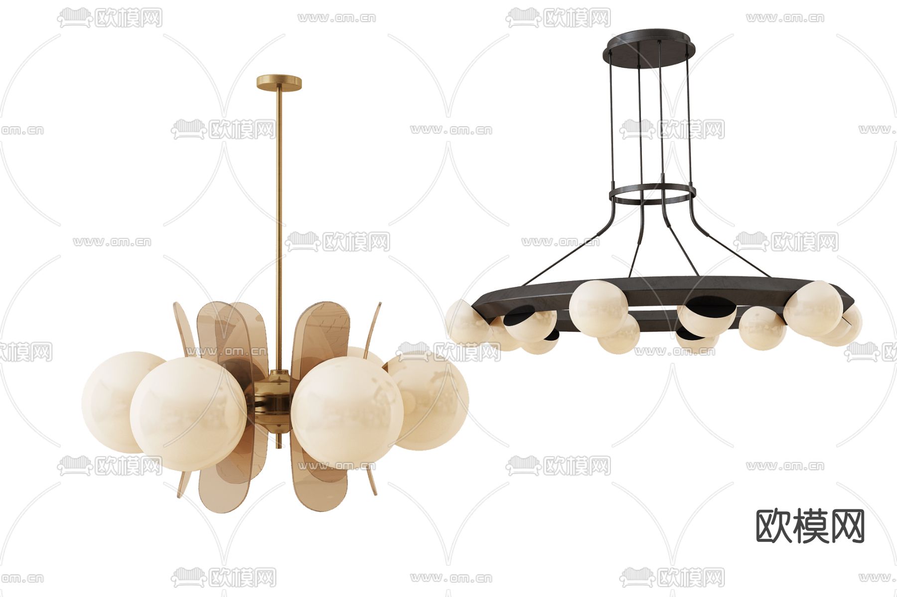 中古风吊灯大厅吊灯3d模型下载