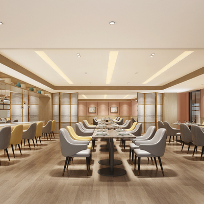  现代食堂 员工餐厅su模型 