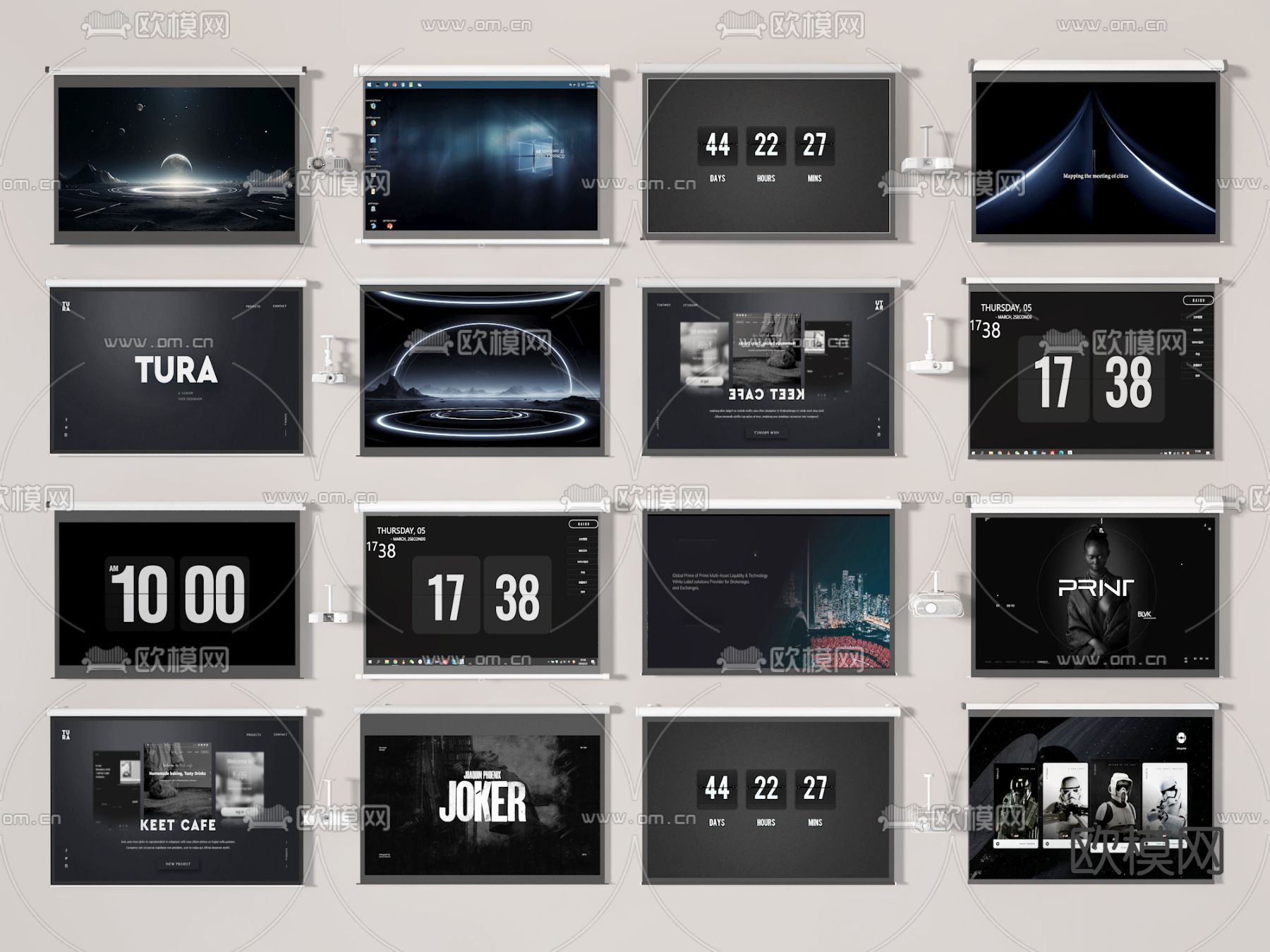 现代幕布 投影仪su模型下载（渲染图2）