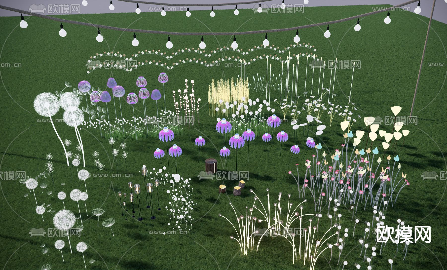 草坪灯 星星灯 氛围灯su模型下载（渲染图2）