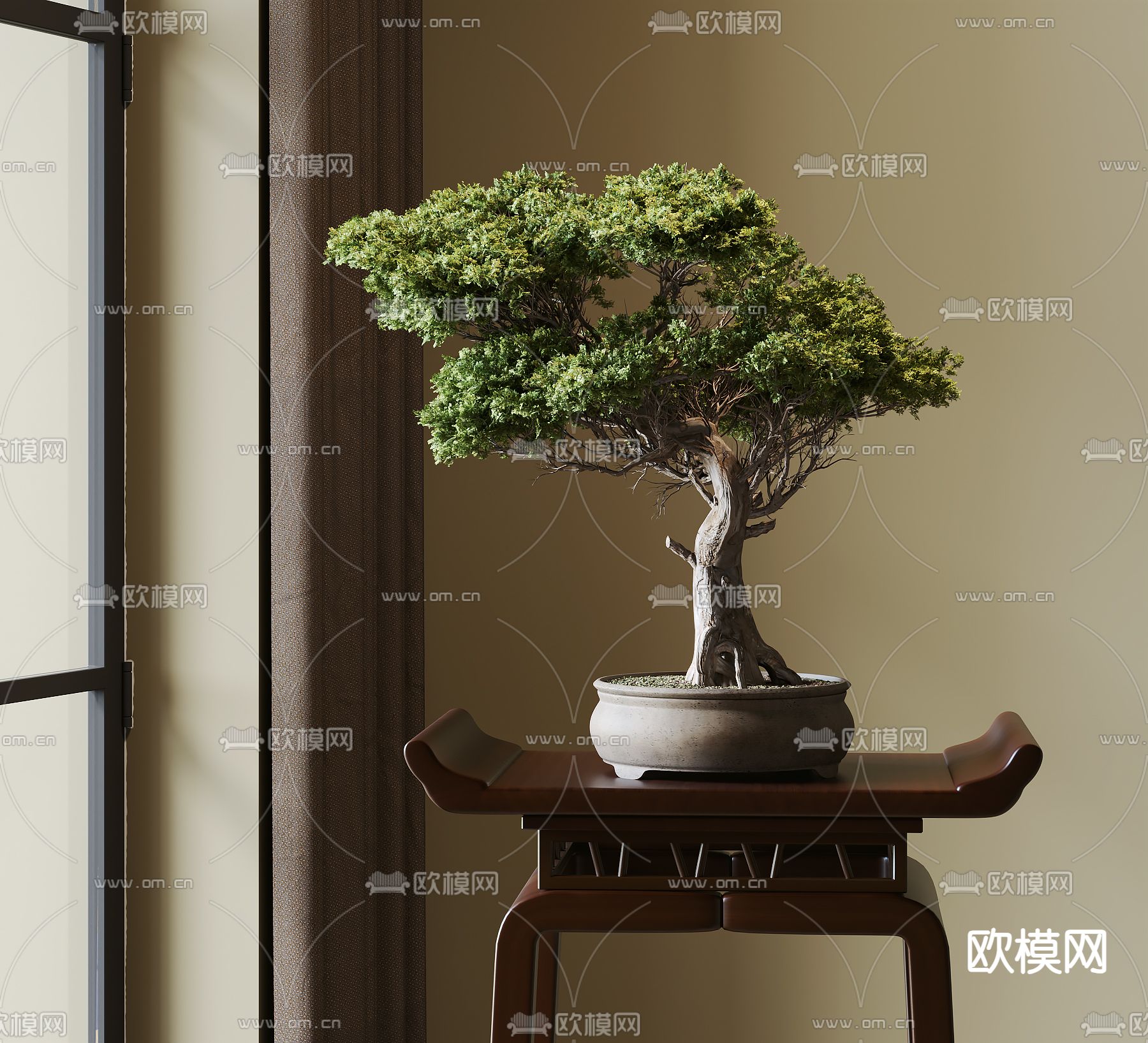 松树盆栽 迎客松su模型下载（渲染图1）