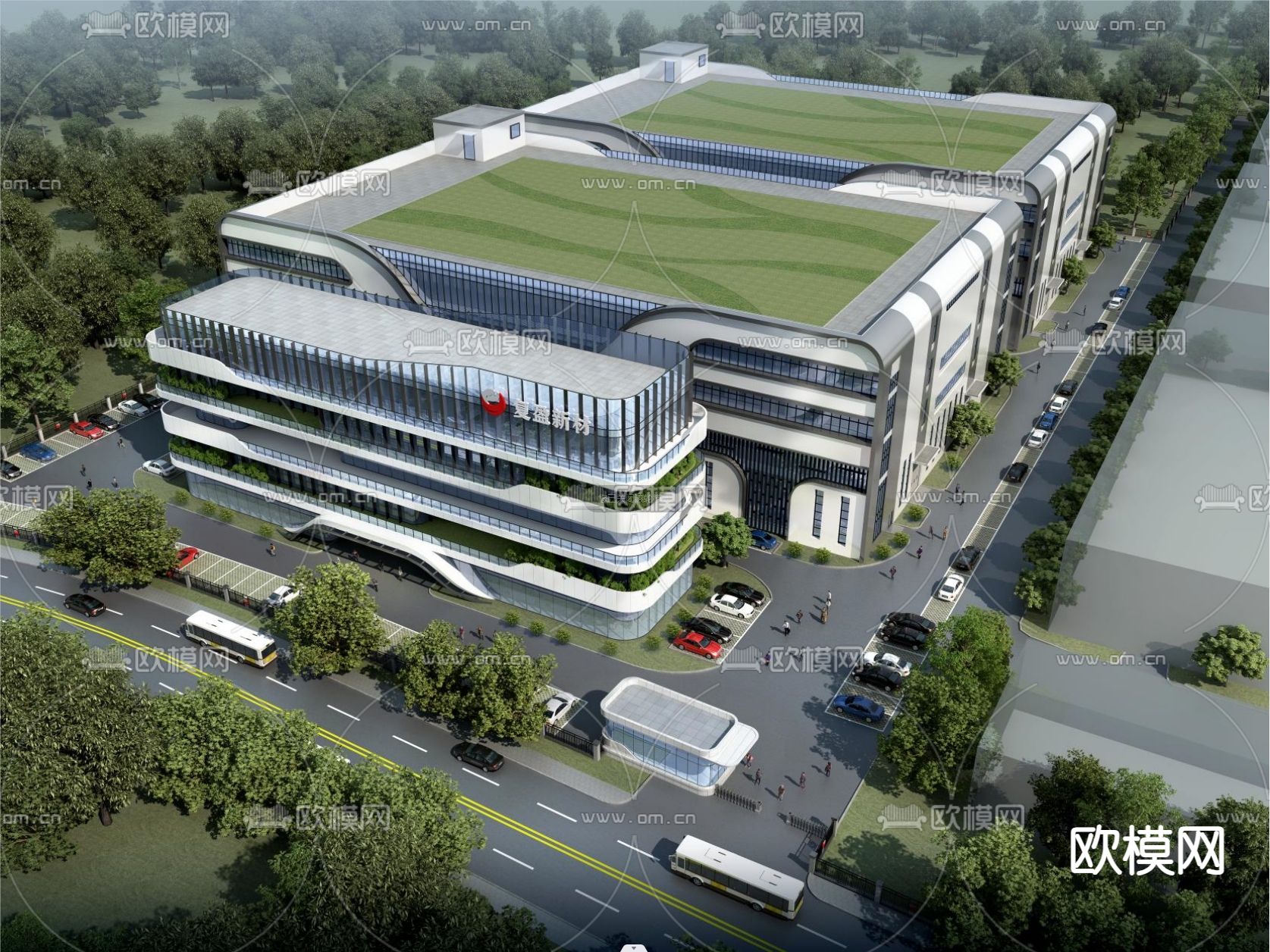 工业风厂房外观su模型下载（渲染图3）