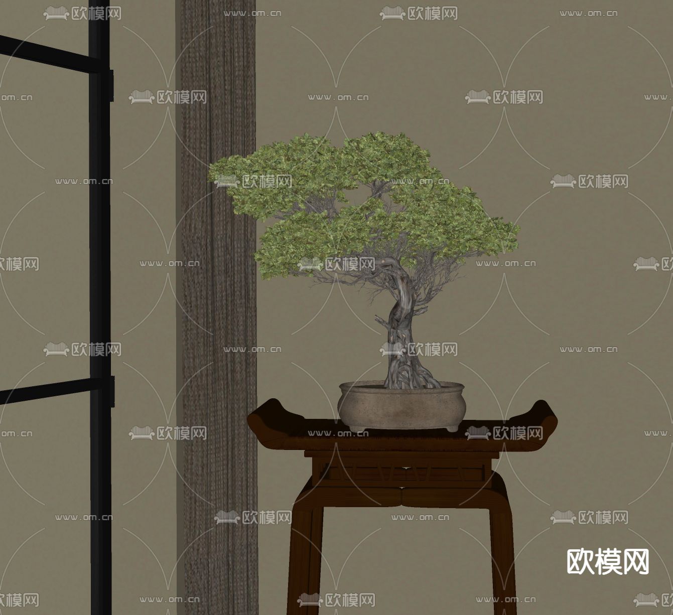 松树盆栽 迎客松su模型下载（渲染图2）