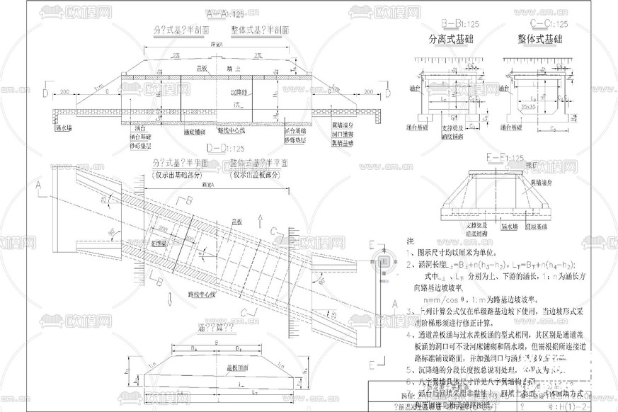 公路 混凝土 涵洞 圆管涵 板涵 箱涵cad大样图下载(渲染图2)