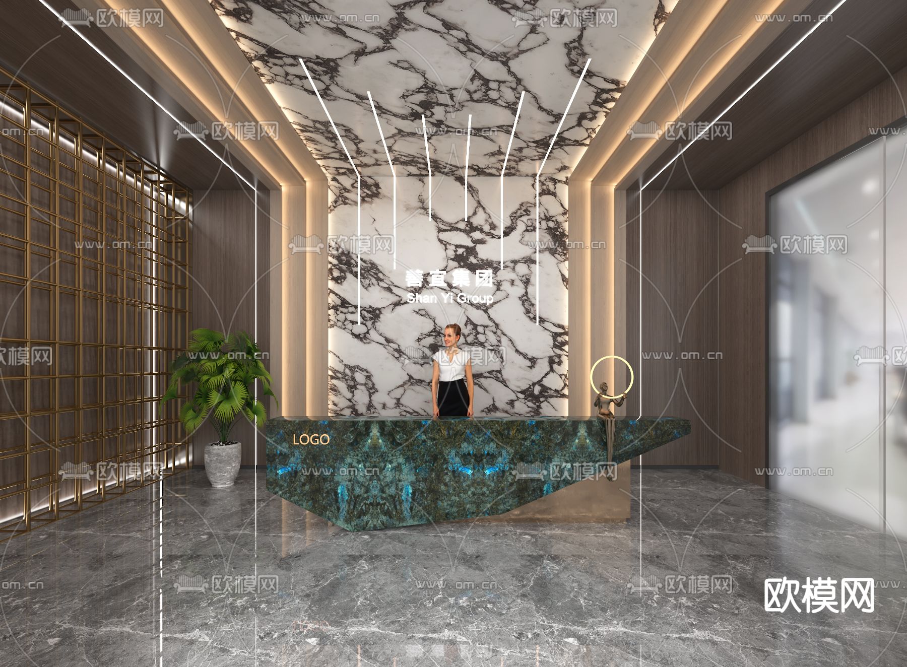 办公室前台 接待3d模型下载