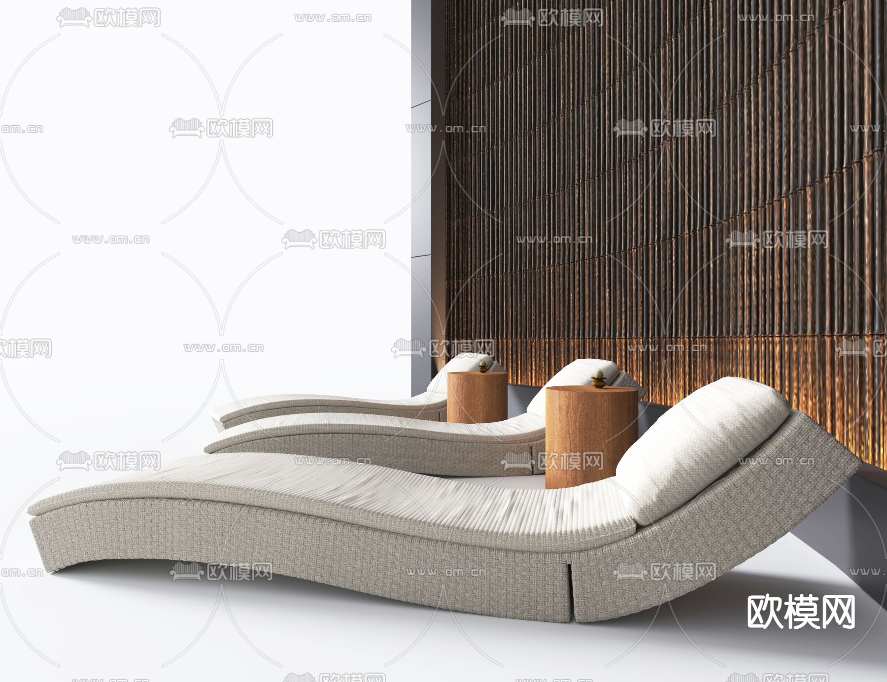 现代泳池躺椅su模型下载（渲染图1）