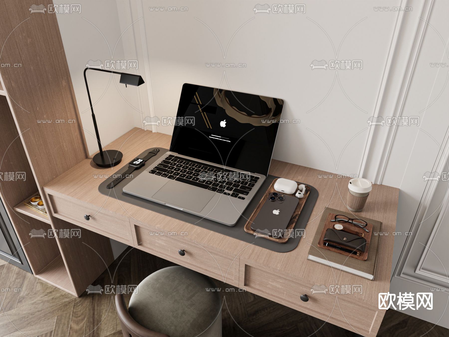 办公用品 电脑 手机 台灯3d模型下载