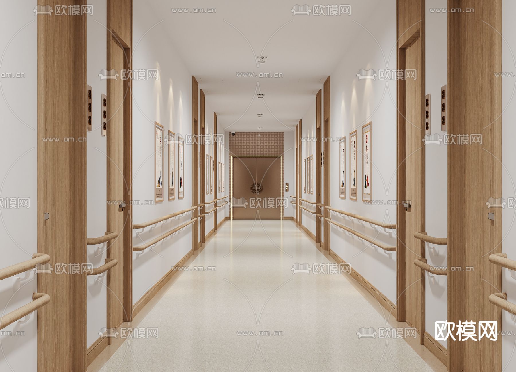 新中式养老院 走廊3d模型下载