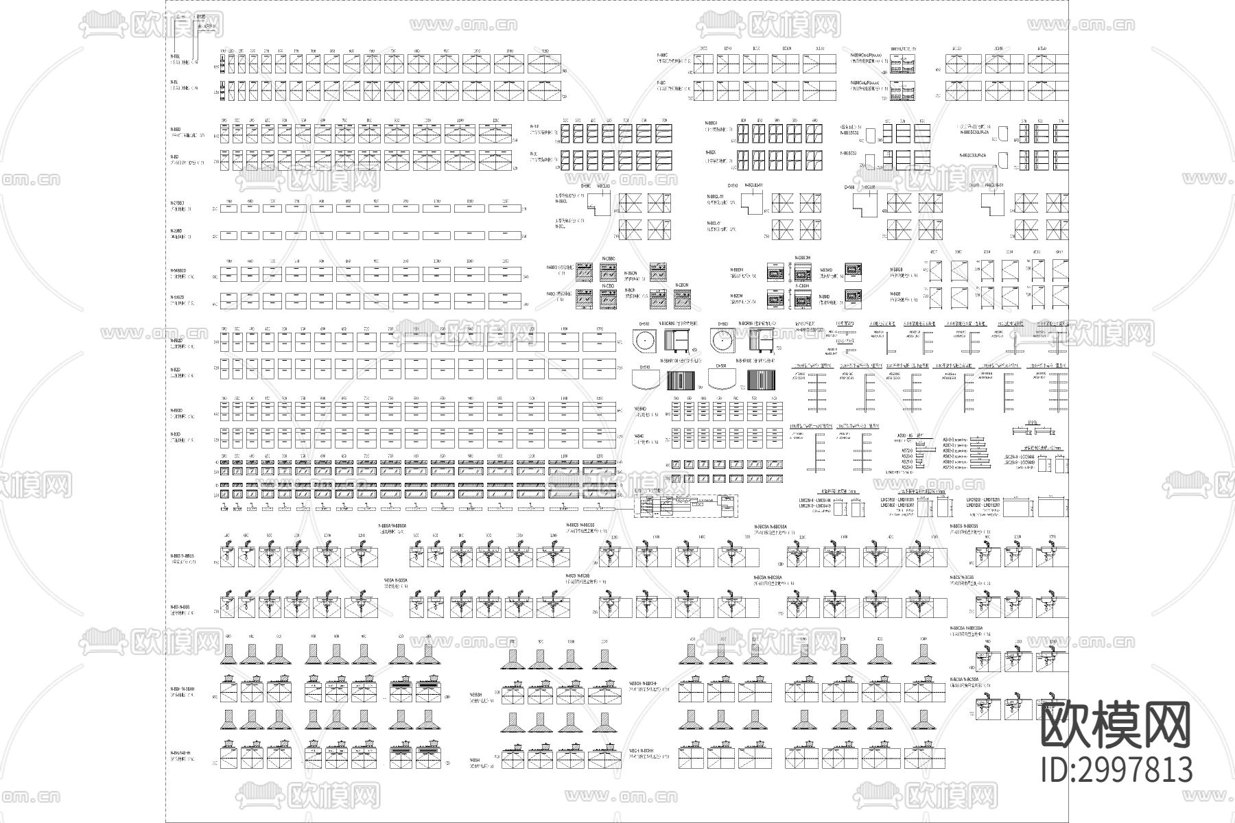 专业橱柜标准图块精品cad图库下载（渲染图1）