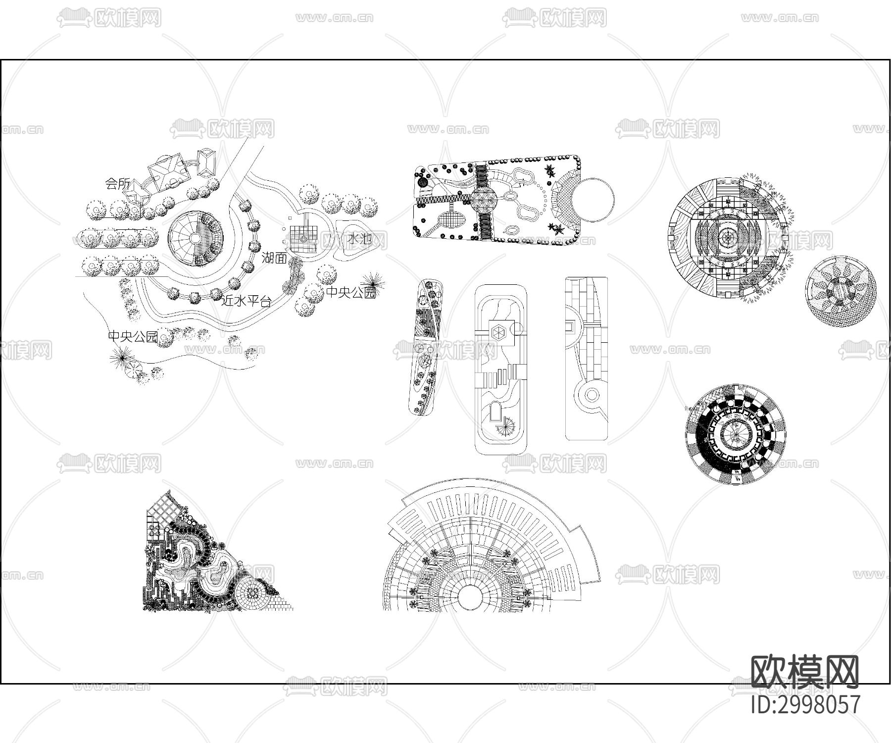 园林景观cad图库下载（渲染图3）