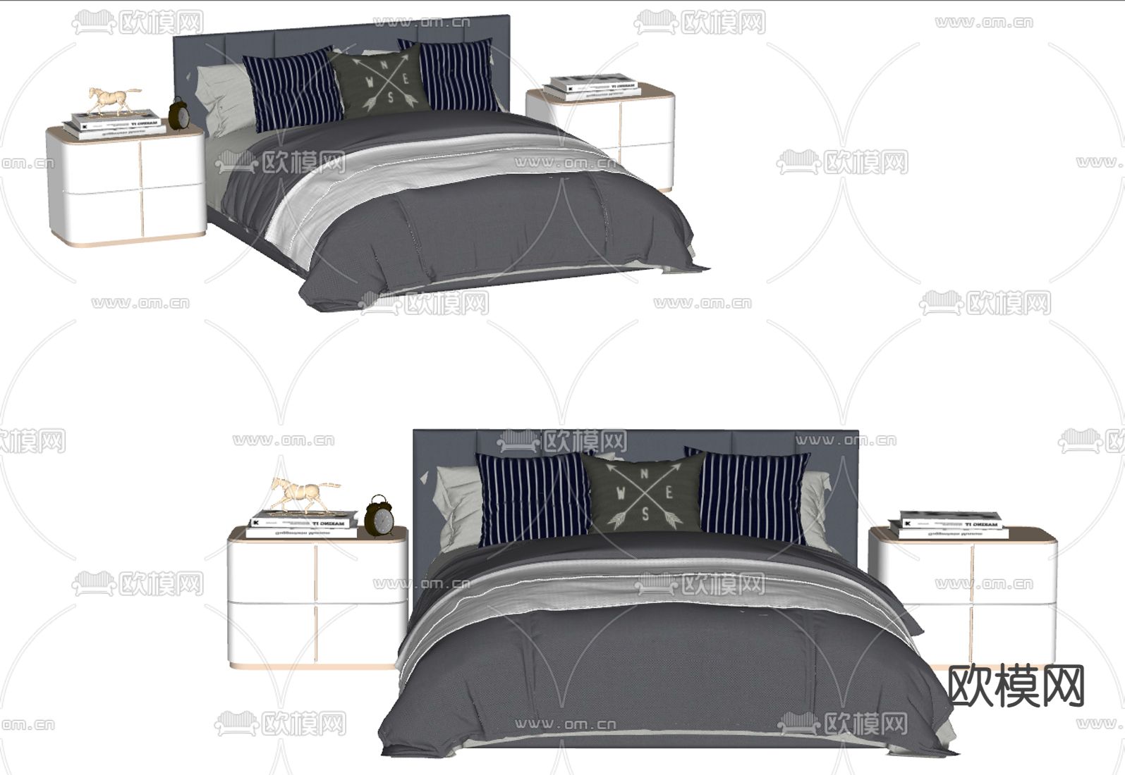 现代儿童床su模型下载（渲染图1）